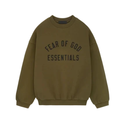 Essentials Fleece Crewneck Olive Sweatshirt