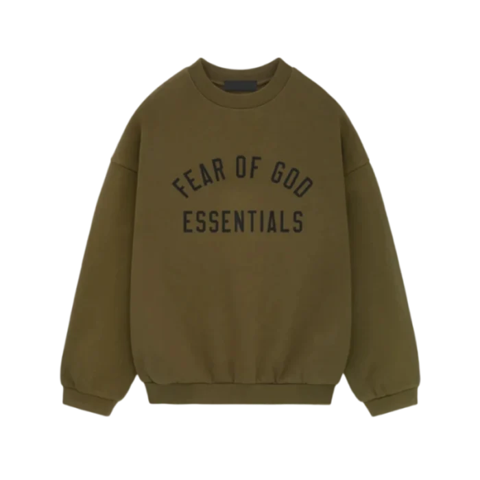 Essentials Fleece Crewneck Olive Sweatshirt