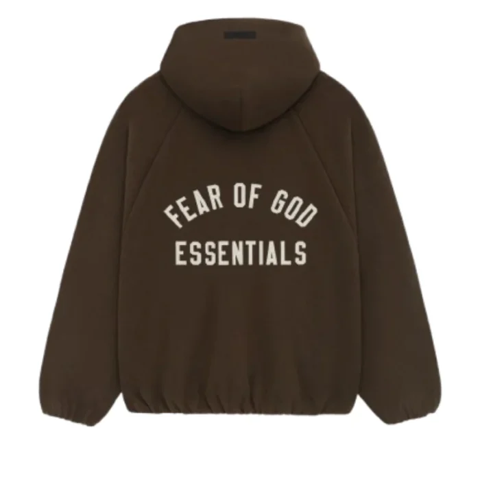 Essentials Brushed Hoodie Brown back side